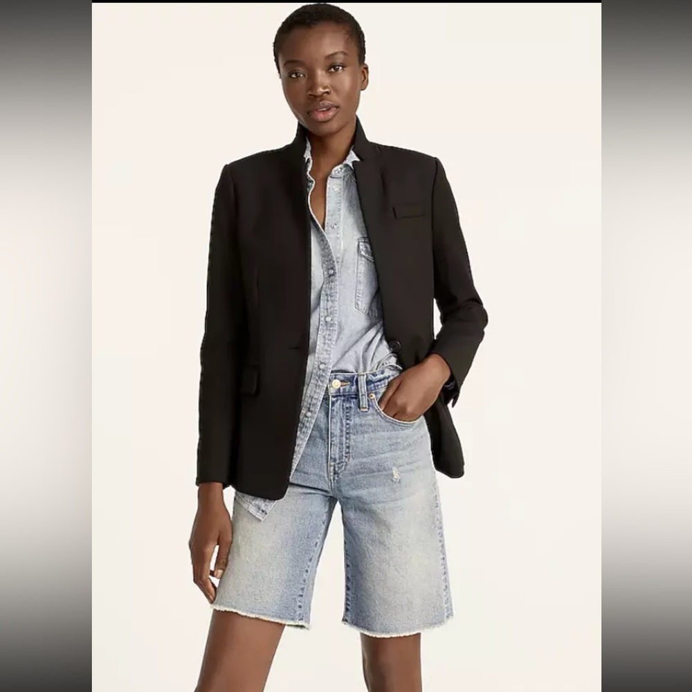J. Crew Regent One Button Blazer Jacket Stretch Black Women's 4